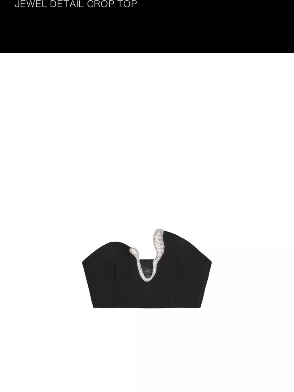 Zara Black Jewel-Trim Strapless Crop Top